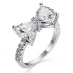 Female Fashion Lovely Bowknot Design Zircon Ring, 8, 10