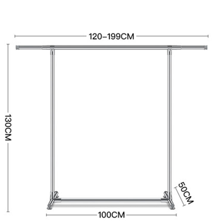 120-200cm Telescopic Drying Rack Outdoor Calcony Storage Shelf Stainless Steel Hanger Single Rod Clothes Rack, 120-200cm