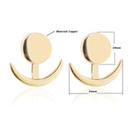 Trendy Crescent Moon Cute Ear Jackets Geometric Round Stud Earrings for Women, Silver
