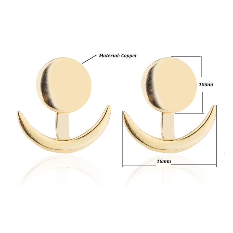 Trendy Crescent Moon Cute Ear Jackets Geometric Round Stud Earrings for Women, Silver
