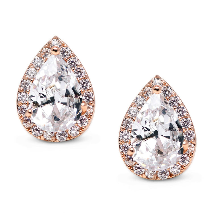 Heart Seed Drop Earrings Zircon Fashion Stud Earrings, rose gold, gold, White