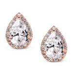 Heart Seed Drop Earrings Zircon Fashion Stud Earrings, rose gold, gold, White