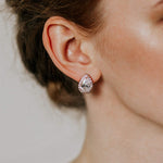 Heart Seed Drop Earrings Zircon Fashion Stud Earrings, rose gold, gold, White