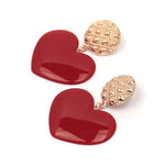 Peach Heart Earrings Retro Series Acrylic Stud Earrings for Women, Black, Red pink, Red, Yellow, Blue, Cold Pink, Rose red, White, Light Pink, Light Skin Pink, Light Brown, Skin Pink, Deep Blue, Khaki, Purple