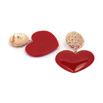 Peach Heart Earrings Retro Series Acrylic Stud Earrings for Women, Black, Red pink, Red, Yellow, Blue, Cold Pink, Rose red, White, Light Pink, Light Skin Pink, Light Brown, Skin Pink, Deep Blue, Khaki, Purple