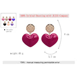 Peach Heart Earrings Retro Series Acrylic Stud Earrings for Women, Black, Red pink, Red, Yellow, Blue, Cold Pink, Rose red, White, Light Pink, Light Skin Pink, Light Brown, Skin Pink, Deep Blue, Khaki, Purple