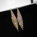Super Flash Diamond Two-color Tassel Earrings for Women, Gold clip earings, Gold stud earings, Silver clip earings, Silver stud earings