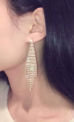 Super Flash Diamond Two-color Tassel Earrings for Women, Gold clip earings, Gold stud earings, Silver clip earings, Silver stud earings