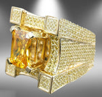 Men Luxurious Microencrusted Zircon Ring, Gold
