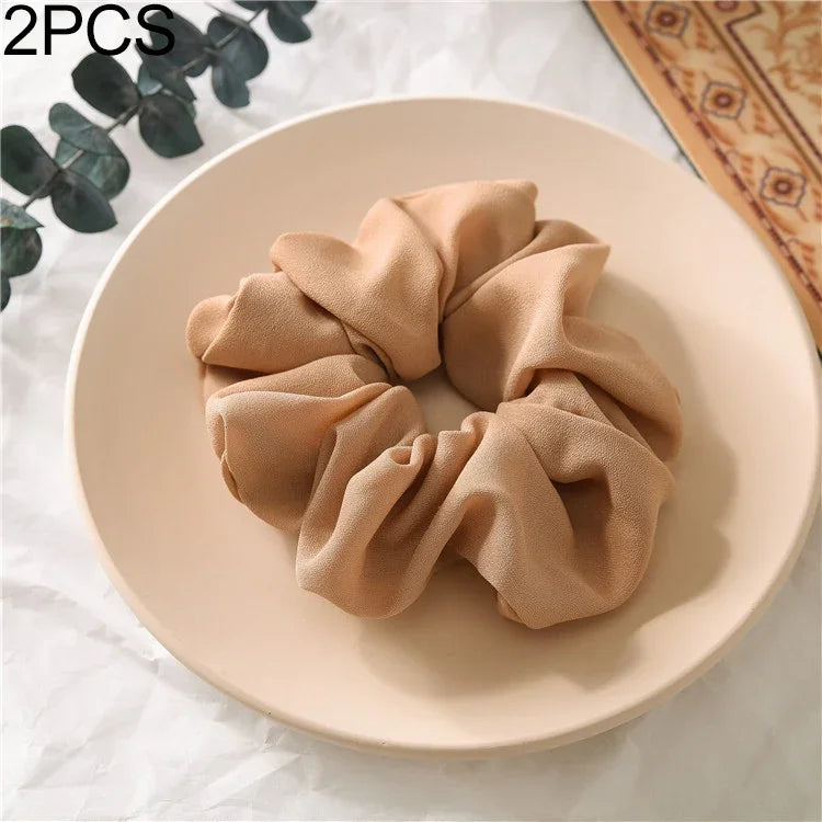 2 PCS Large Intestine Ring Hair Band Women Fabric Ponytail Seamless Stretch Hair Jewelry