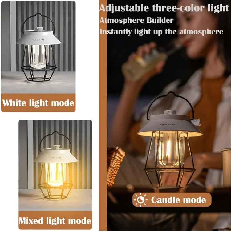 Outdoor Hanging Camping Lights Tent Lighting Atmosphere Lights, Handle Black, Handle White