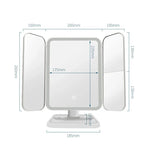 Simple & Stylish LED Three-Fold Square Makeup Mirror, Plug-in Monochrome Lamp, Charging Model Monochrome Lamp, Charging Model Three-color Light