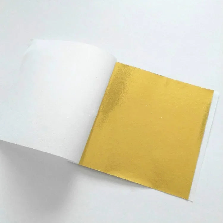 100 PCS 9x9CM Imitation Gold Leaf Hotel Decorative Sticker
