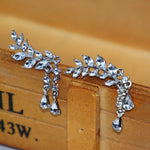 Women Tassel Wing Style Drop Earrings Fashion Cubic Jewelry, Golden color, Silver color