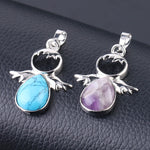 Women Angel Wings Pendants Natural Crystal Stone Necklaces