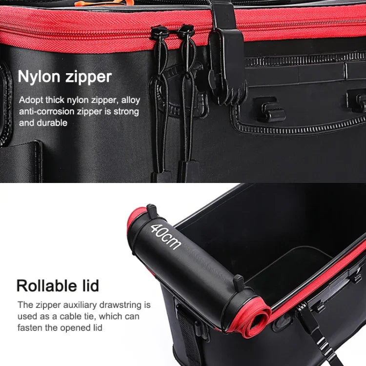 Thickened Multifunctional Folding Live Fish Box Fishing Bucket, 35 cm (with Handle without Side Pockets)