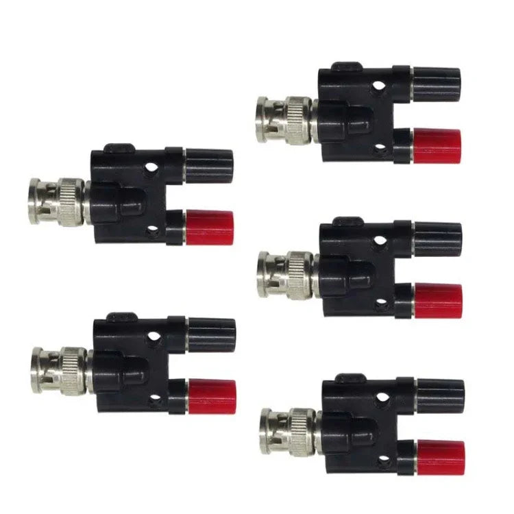 5個セット BNCオスプラグから2つのバナナジャックメスコネクター RFアダプター、BNCオスから2つのバナナメス