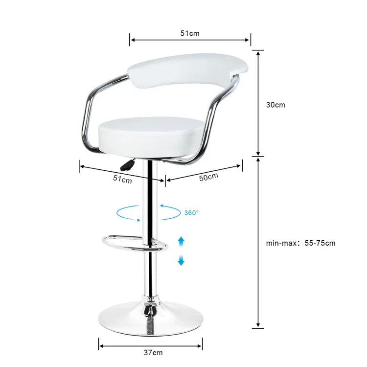 Leather Swivel Chair Height Adjustable Stainless Steel Bracket Bar Chair