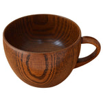 Mini Retro Handmade Wooden Coffee Tea Juice Water Cup Breakfast Beer Milk Drinkware with Handle, Milk Drinkware with Handle