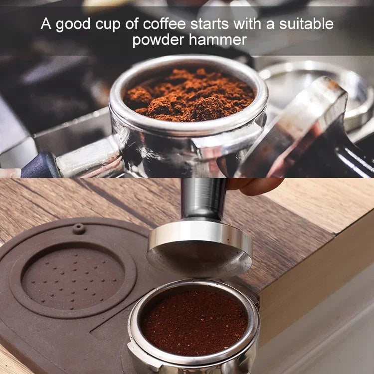 Stainless Steel Coffee Powder Hammer Alumina Constant Pressure Powder Press, 58mm Black