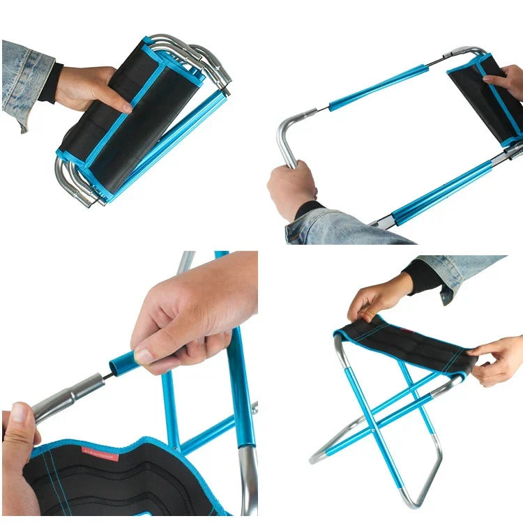 CLS Large 7075 Aluminum Alloy Outdoor Folding Stool Portable BBQ Fishing Folding Chair, Size: 30x25x31cm, CLS Large 7075(Black)