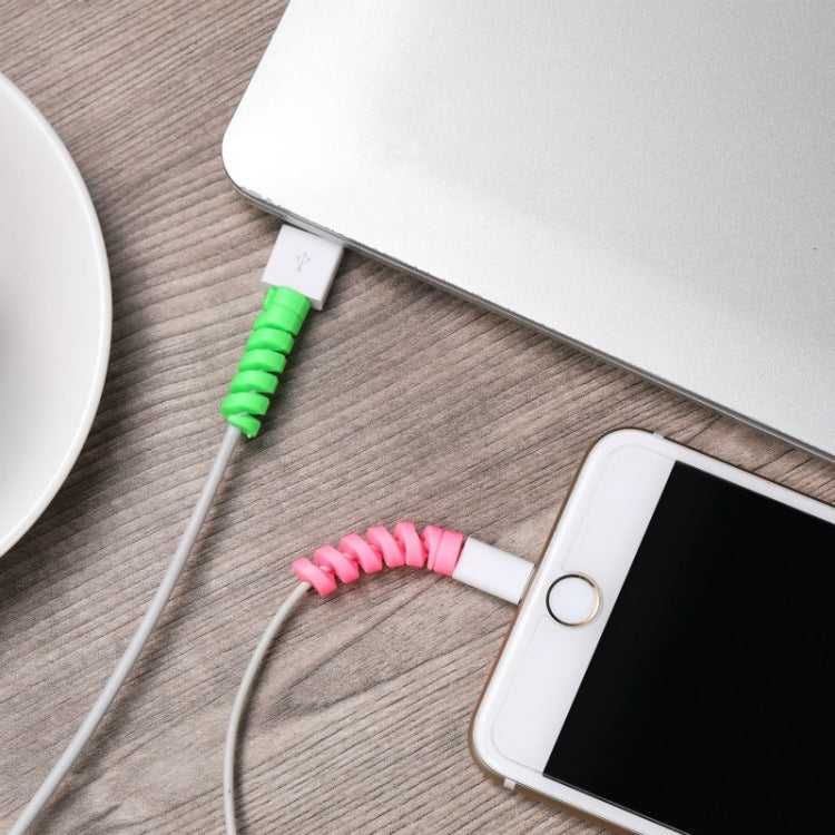 4pcs Spiral Style Silicone Data Cable Protective Cover Anti-wire Break Winder