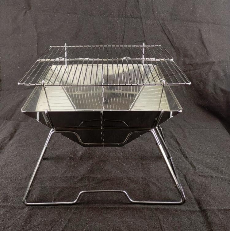 Liftable Barbecue Grill Camping Stainless Steel Folding Barbecue Grill Wood Charcoal Grill, 31x31x21cm