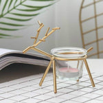 Wrought Iron Deer Candlestick Home Desktop Atmosphere Decoration Candle Holder Decoration, Black, Gold