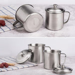 5 PCS Extra Thick 304 Stainless Steel Cup Children's Mouth Cup with Handle Cover Household adult Drinking Water Cup, 7cm without cover, 8cm with cover, 9cm with cover, 10cm with cover, 11cm with cover, 12cm with cover