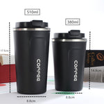 Smart Version Double Stainless steel 304 Coffee Mug Car Thermos Mug Travel Thermo Cup, 380ml Green, 380ml Blue, 380ml Pink, 380ml White, 380ml Black, 510ml White, 510ml Black, 510ml Green, 510ml Blue, 510ml Pink