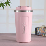 Smart Version Double Stainless steel 304 Coffee Mug Car Thermos Mug Travel Thermo Cup, 380ml White, 380ml Black, 380ml Green, 380ml Blue, 380ml Pink, 510ml White, 510ml Green, 510ml Blue, 510ml Pink, 510ml Black