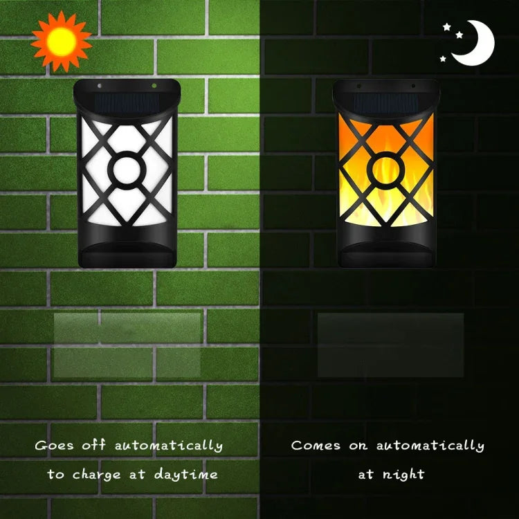 Solar Flame Courtyard Flood Light Wall Lamp Outdoor Lawn Landscape Street Light Induction Lamp, 66 LEDs