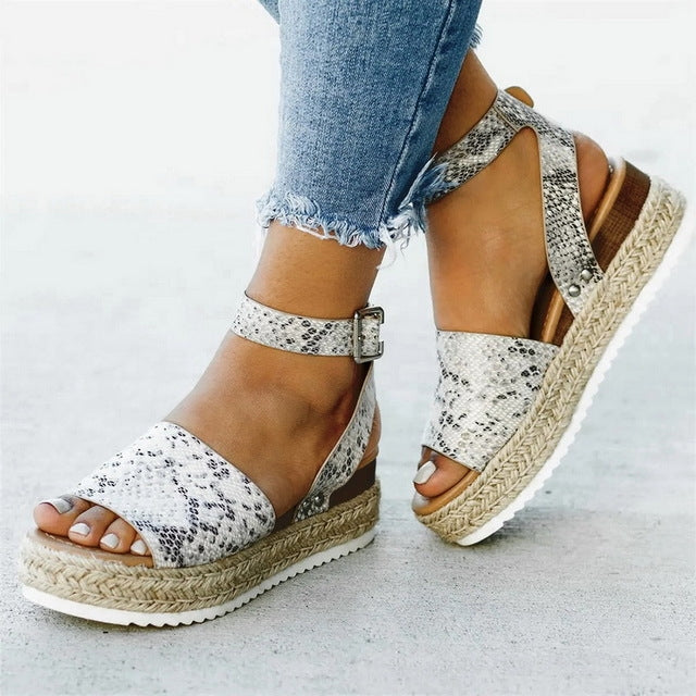 One-button Buckle Platform Women Sandals, 42