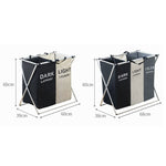 Fabric Folding Hamper Waterproof Padded Oxford Compartment Laundry Basket Hamper, 2 Grids Black and Beige, 2 Grids Grey and Beige, 3 Grids