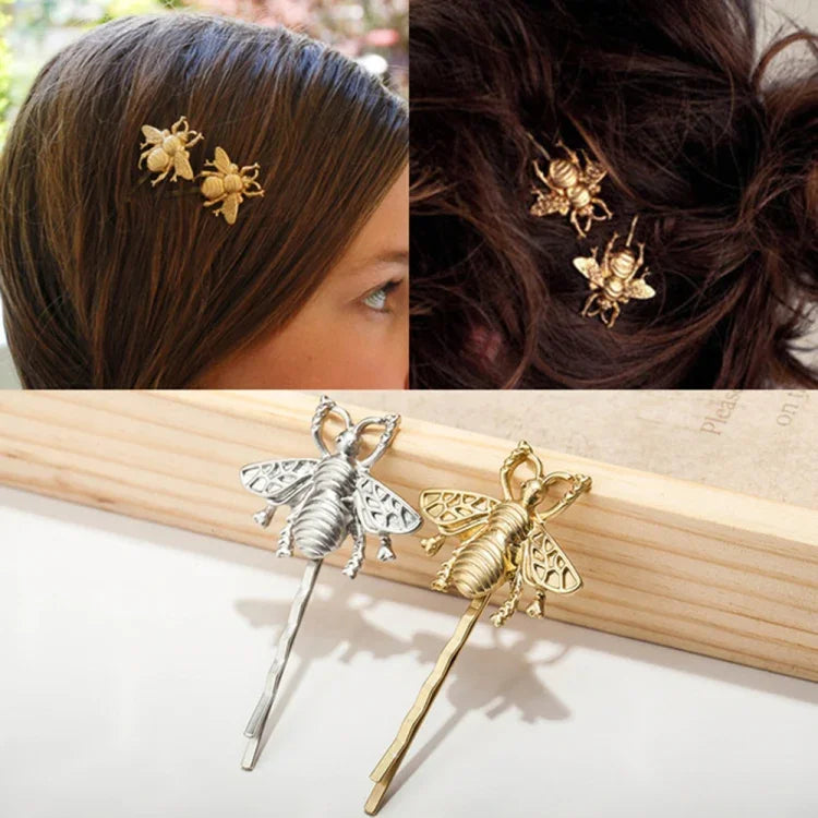 2 PCS Retro Hair Accessories Fashion Temperament Matte Bee Hair Clip