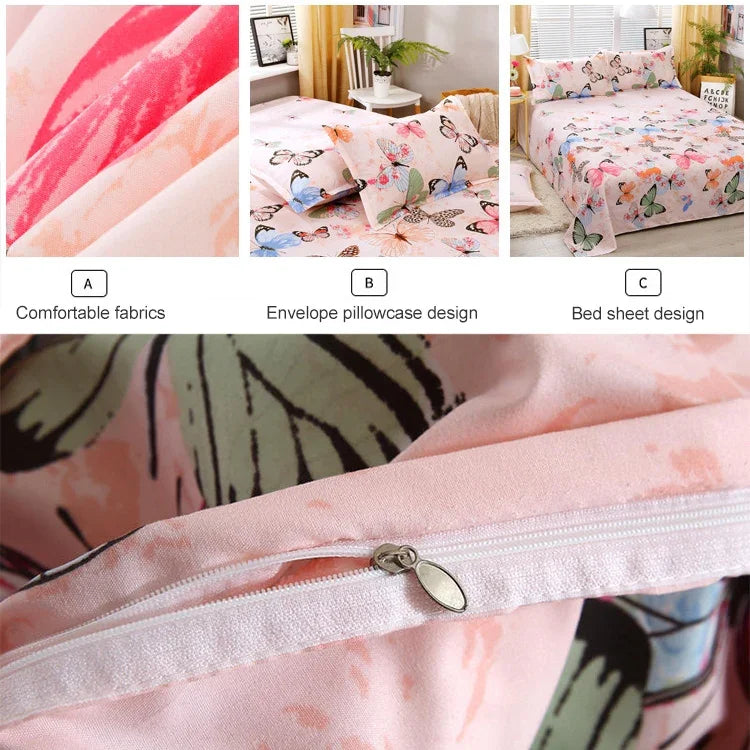 4pcs / Set Printing Bedding Set Bed Sheet  Pillowcases Cover, For 2.2m Bed