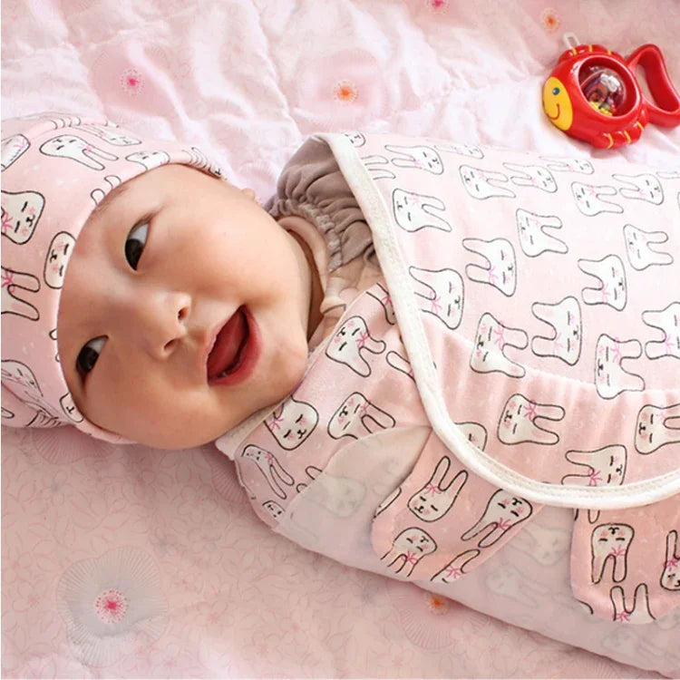 Spring  Summer Cotton Baby Infant Bags Towels Sleeping Bags Knitted Cloth Cap Set, S (50x70 CM), L (60x75 CM)