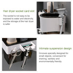 Hairdryer Hanger Free Punch Wall Mounted Bathroom Multi-function Toilet Storage Rack, Elegant Black, Rosy, Translucent, Elegant Blue