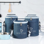 Round Lunch Bag Insulated Lunch Box Foldable & Portable Lunch Tote, L, M