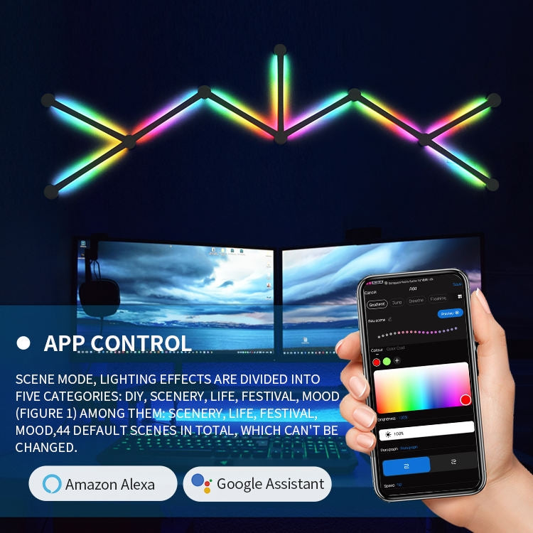 JSK-P22 Smart RGB Mosaic Light Rhythm Light Support Amazon Alexa / Google Assistant /DuerOS, US Plug, EU Plug, UK Plug