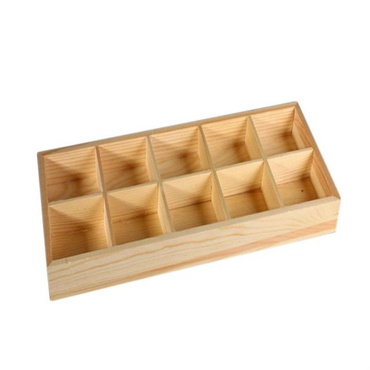Succulent Wooden Storage Box Landscape Garden Decoration, 10 Cells
