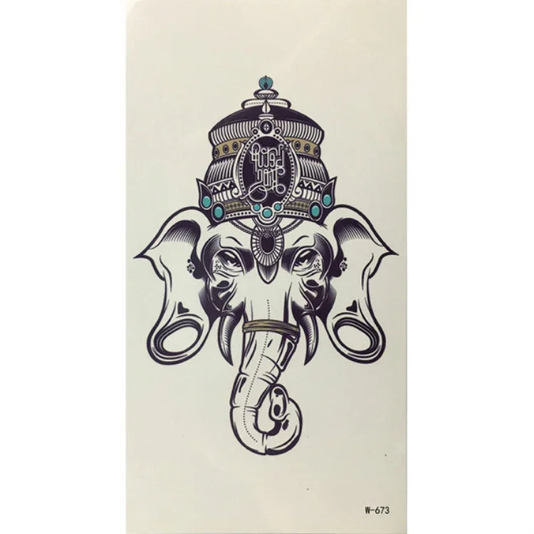 3 PCS Totem Half Arm Tattoo Sticker Waterproof Men And Women Flower Arm Tattoo Sticker, Elephant, Snake, Compass, Flowers