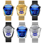 BINBOND Locomotive Concept Watch Men Live Black Technology Watch, Gold Net Belt Full Gold Blue Face, Gold Net Belt Full Gold Gold Face, Black Net Belt Black Steel Blue Face, Black Net Belt Black Steel White Face, White Net Belt White Steel Blue Face