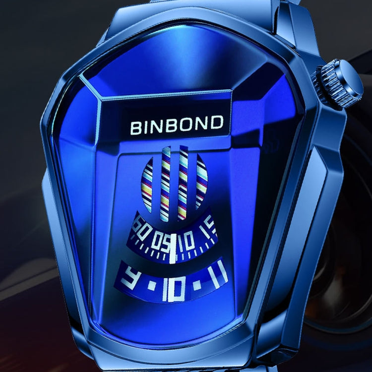 BINBOND Locomotive Concept Watch Men Live Black Technology Watch, Gold Net Belt Full Gold Blue Face, Gold Net Belt Full Gold Gold Face, Black Net Belt Black Steel Blue Face, Black Net Belt Black Steel White Face, White Net Belt White Steel Blue Face