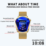 BINBOND Locomotive Concept Watch Men Live Black Technology Watch, Gold Net Belt Full Gold Blue Face, Gold Net Belt Full Gold Gold Face, Black Net Belt Black Steel Blue Face, Black Net Belt Black Steel White Face, White Net Belt White Steel Blue Face