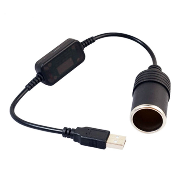 Car Converter Adapter Wired Controller USB to Cigarette Lighter Socket 5V to 12V Boost Power Adapter Cable, 30cm USB