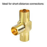 TV Male to 2x Female Aerial Antenna Plug Connector Coaxial Cable Adapter, TV Male to 2x Female