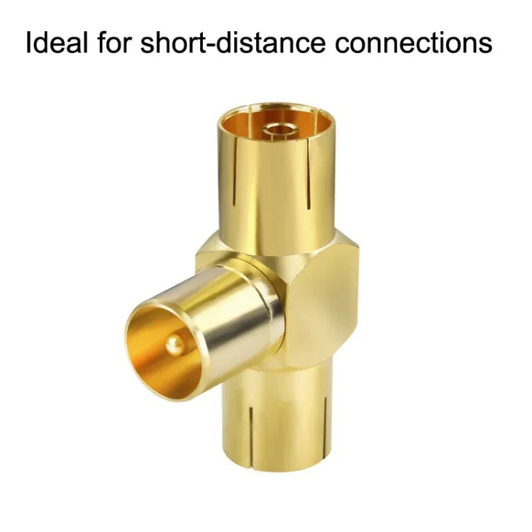 TV Male to 2x Female Aerial Antenna Plug Connector Coaxial Cable Adapter, TV Male to 2x Female