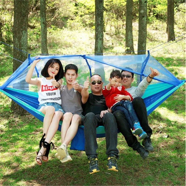 Outdoor Mosquito Net Hammock Camping Ultralight Nylon Double Camping Air Tent, 260x140cm Pink Blue