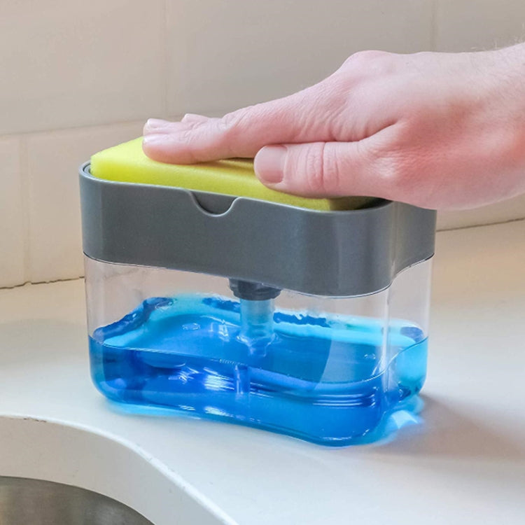 Kitchen Dishwasher Brush Press Liquid Soap Pump Box Soap Dispenser with Washing Sponge Detergent Automatic Cleaning Brush